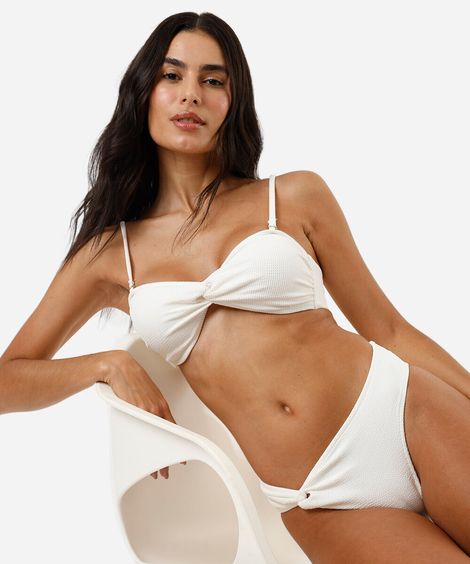 biquíni calcinha hot pant feminino texturizado off white