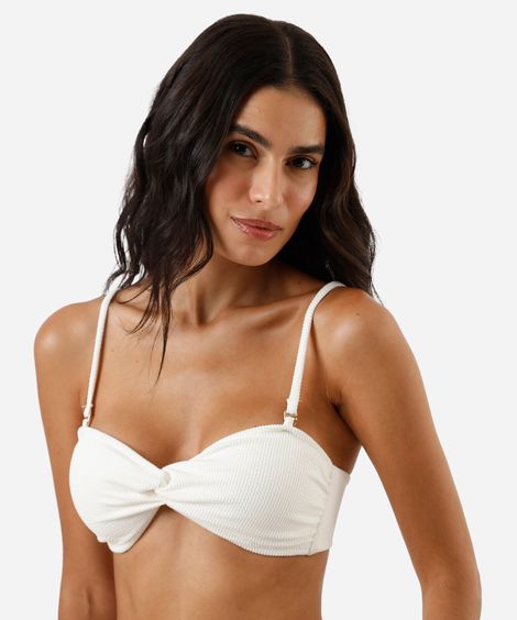 biquíni top faixa feminino texturizado off white