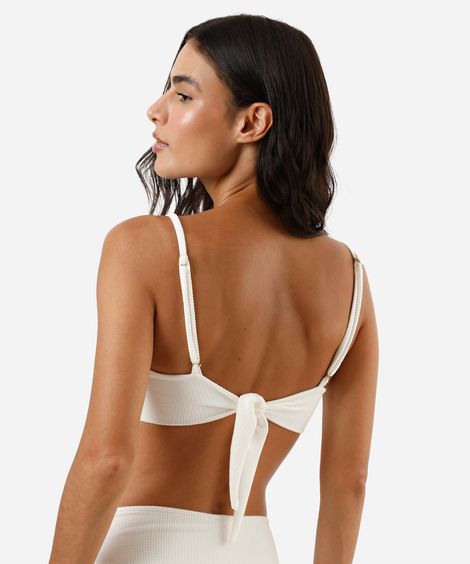 biquíni top faixa feminino texturizado off white