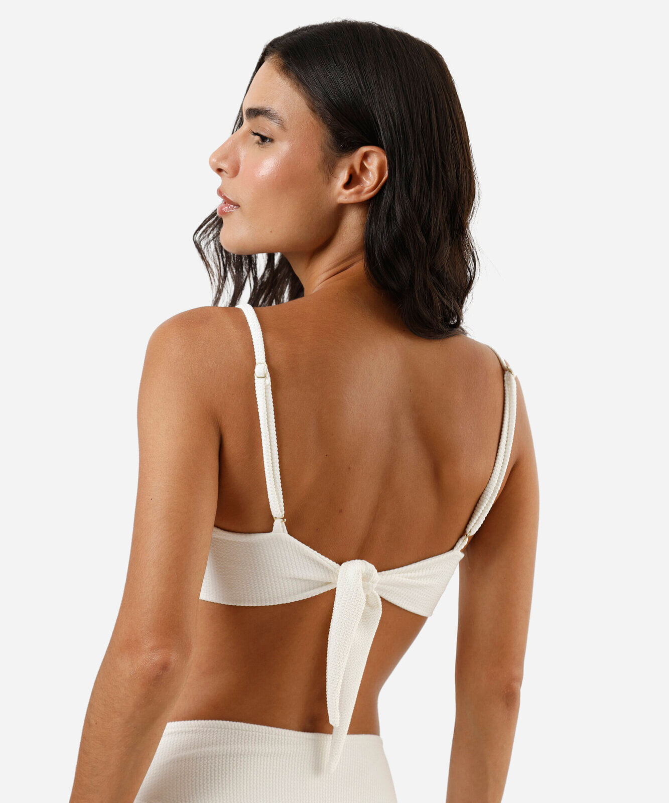 biquíni top faixa feminino texturizado off white