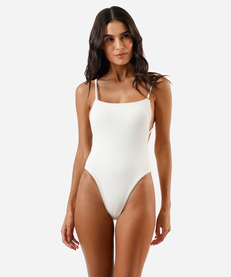 maiô feminino decote reto texturizado off white