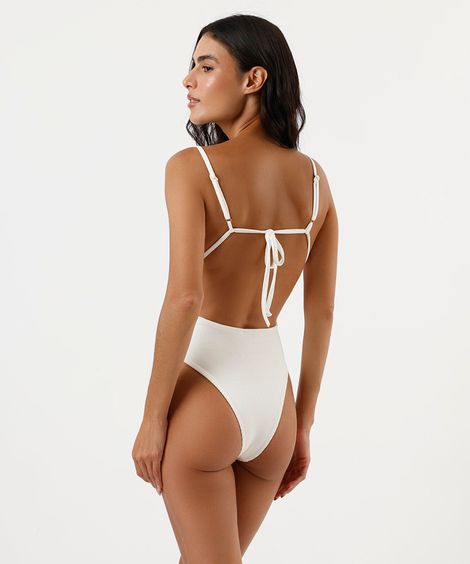 maiô feminino decote reto texturizado off white