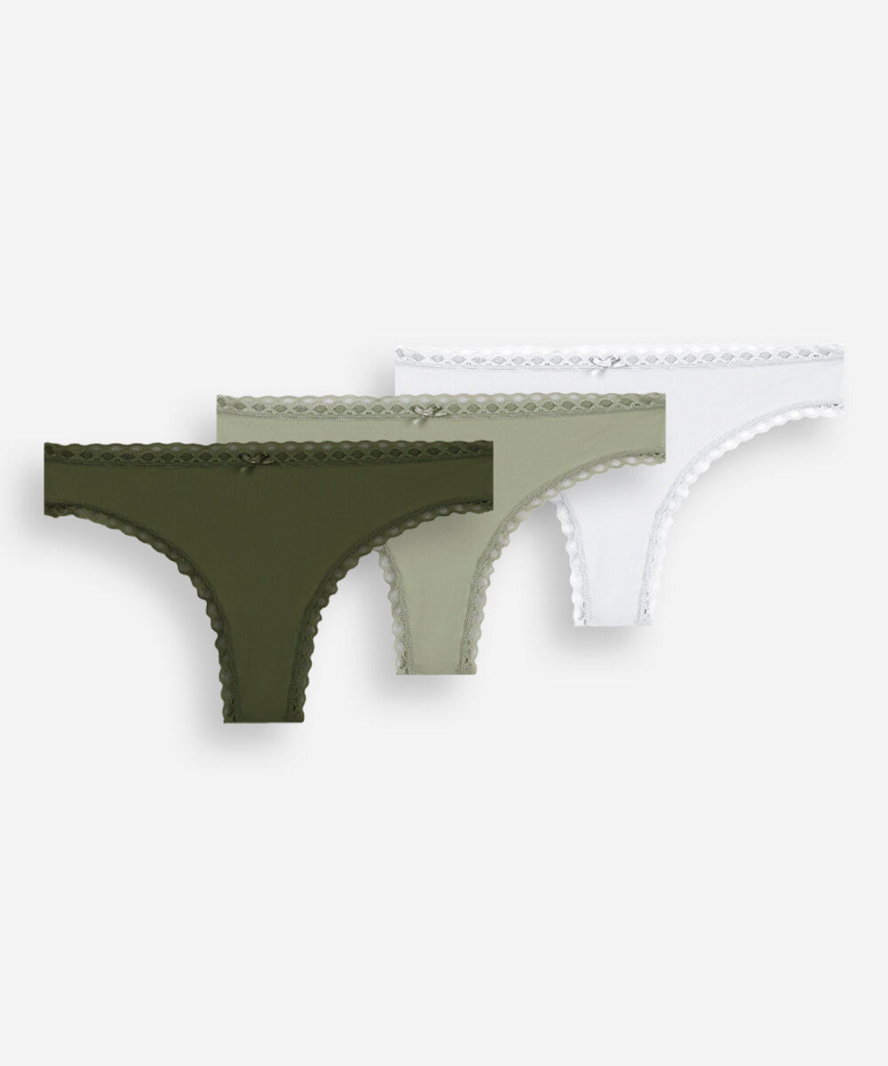 kit de 3 calcinhas fio dental feminina com renda colorido