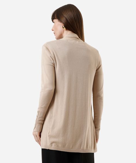 cardigan feminino de tricot  bege