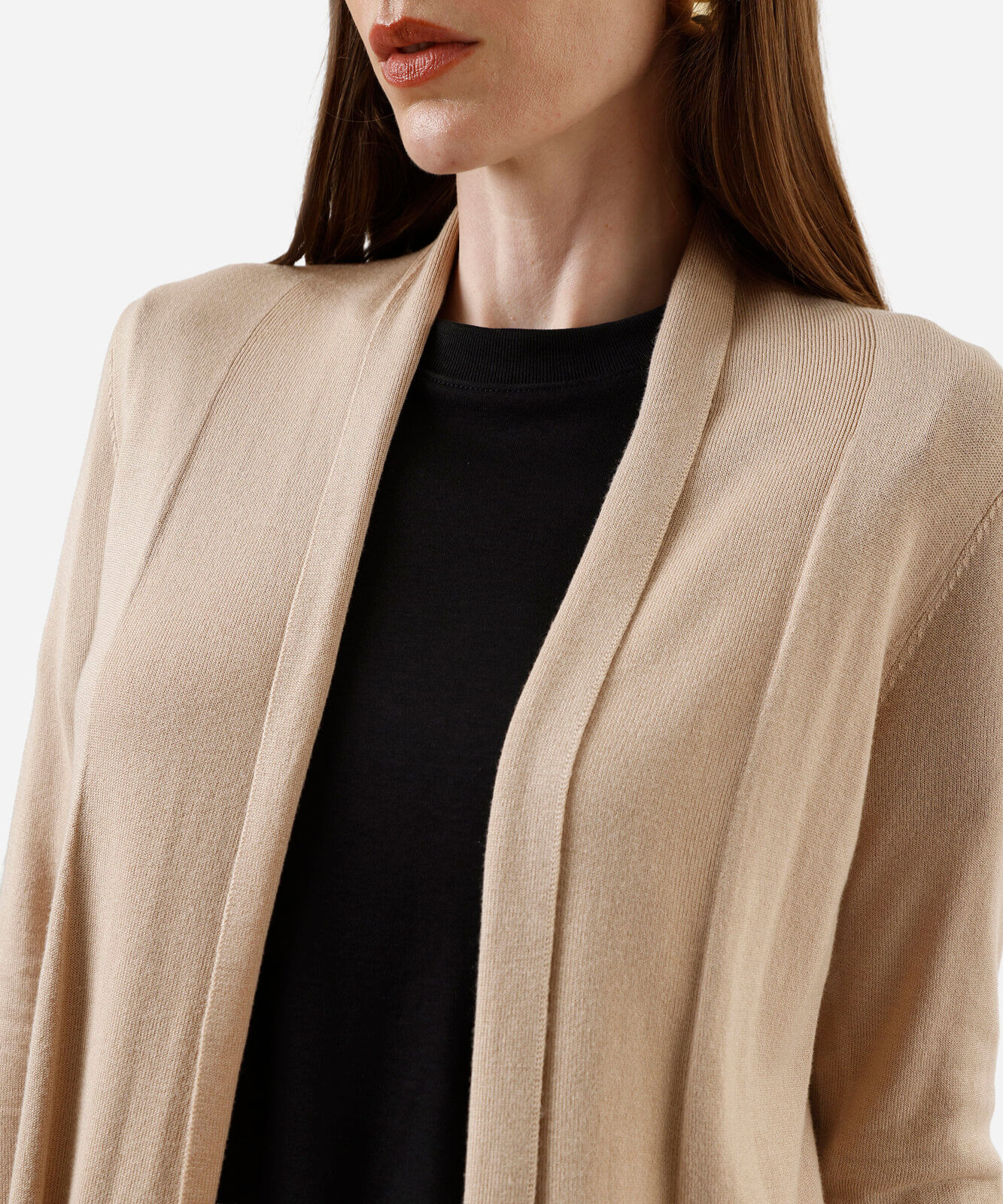 cardigan feminino de tricot  bege