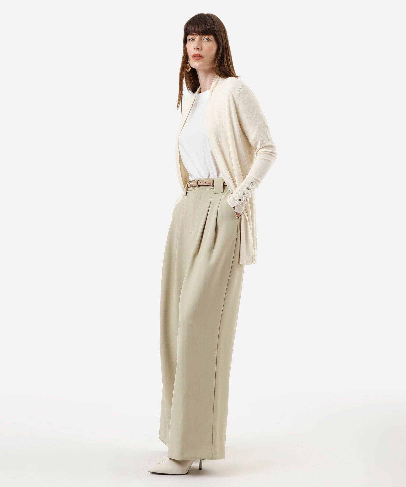 cardigan feminino de tricot bege