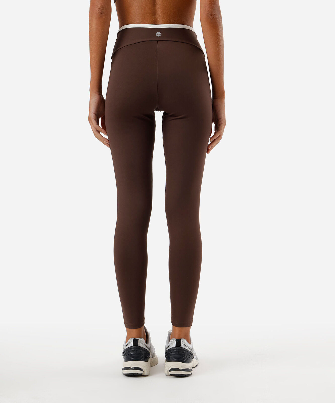 calça legging feminina esportiva com viés marrom