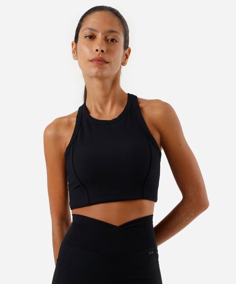 top cropped feminino canelado preto