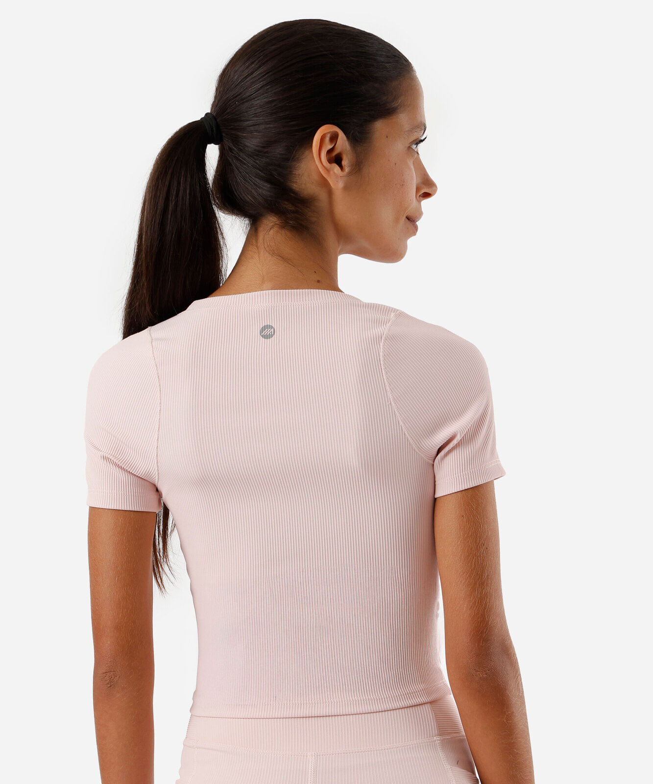 blusa feminina cropped canelada esportiva - rosa claro