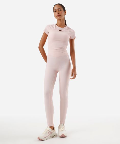 calça legging feminina esportiva ace canelada rosa