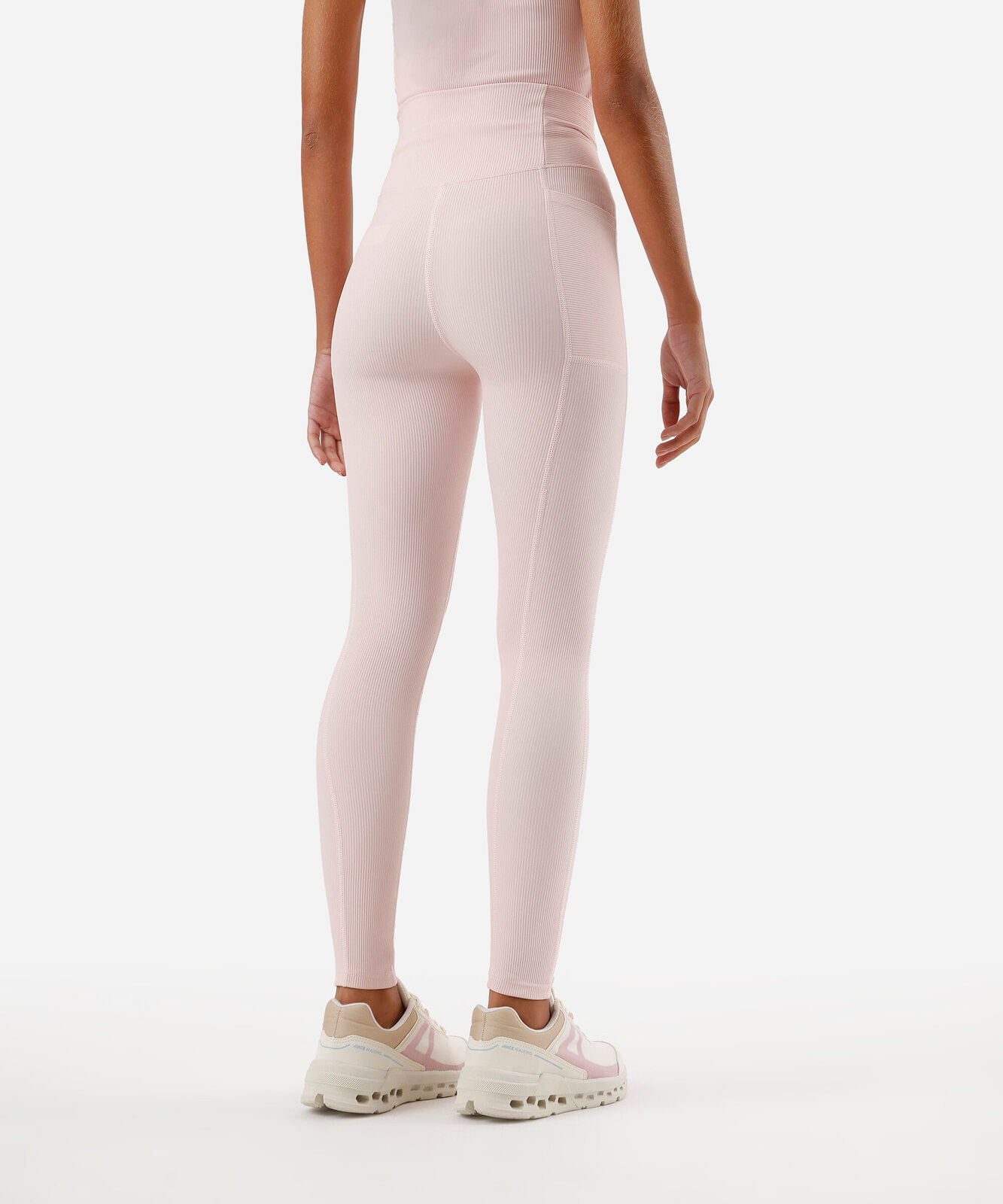 calça legging feminina esportiva canelada rosa