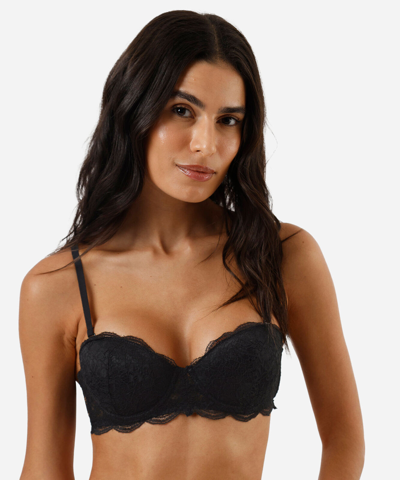 sutiã meia taça com alça removíveis e renda preto