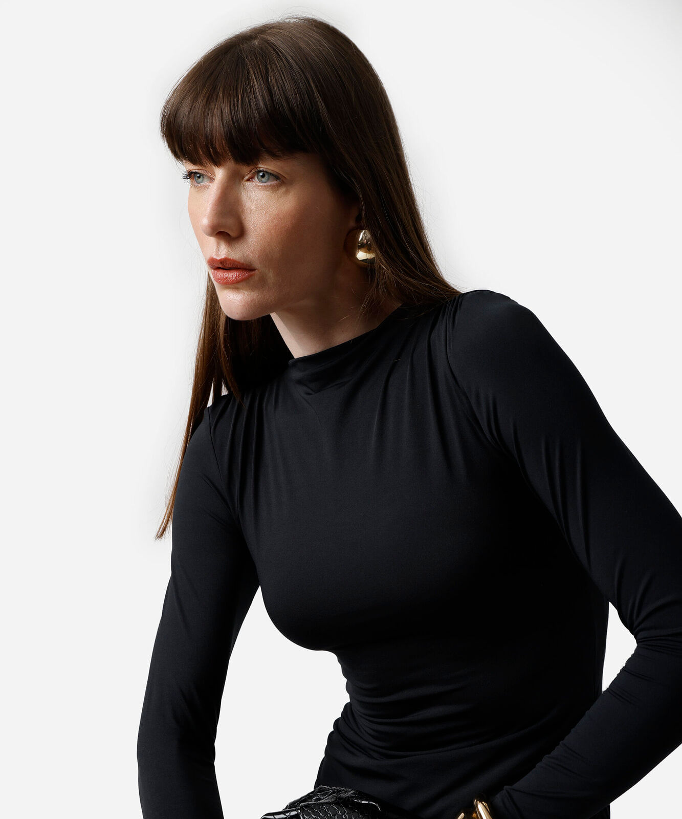 vestido longo feminino manga longa franzido preto