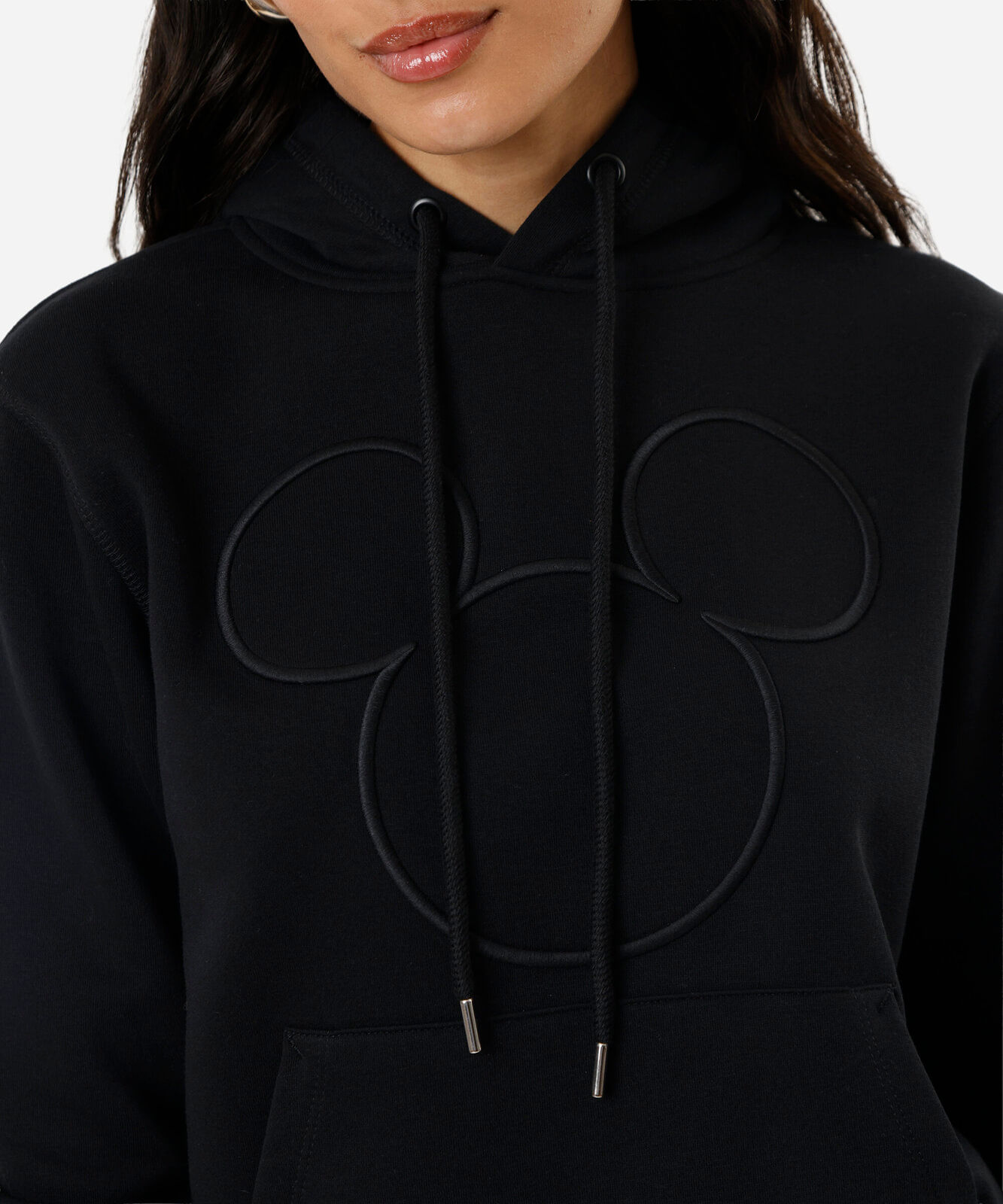 blusão feminino de moletom com capuz mickey preta