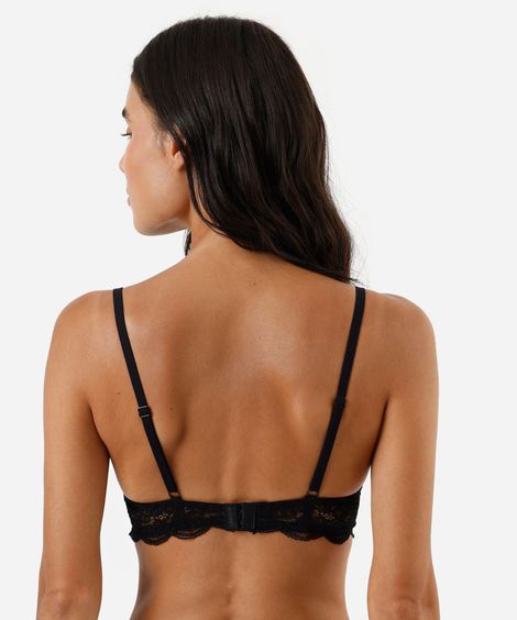 sutiã meia taça feminino de renda floral preto