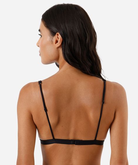 sutiã triângulo feminino de tule com bordado floral preto