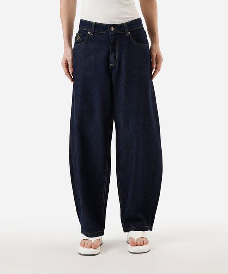 calça  balloon feminina jeans cintura baixa azul