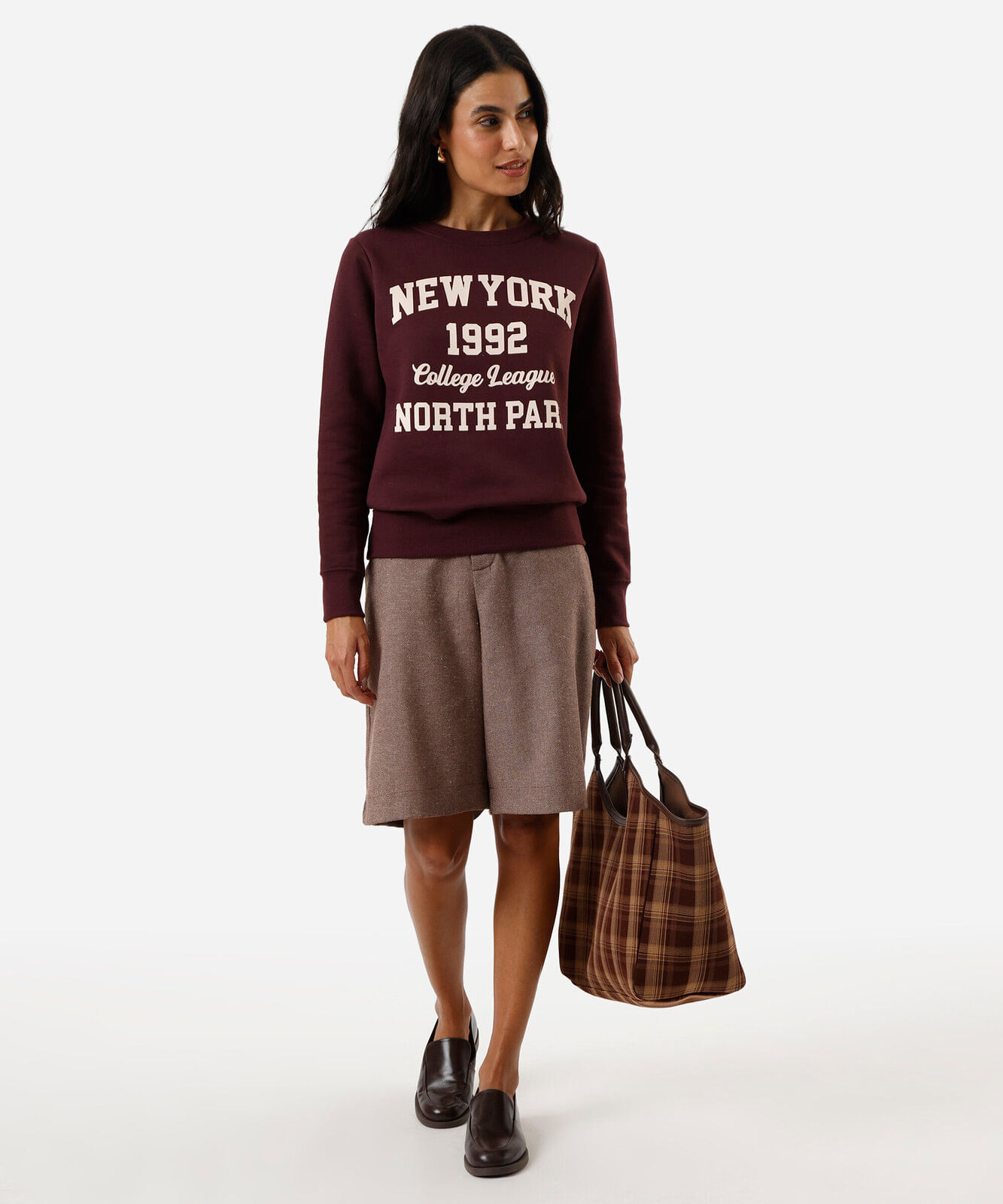 blusão feminino de moletom new york vinho