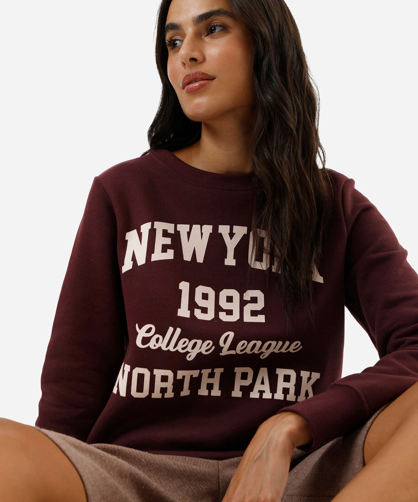 blusão feminino de moletom new york vinho