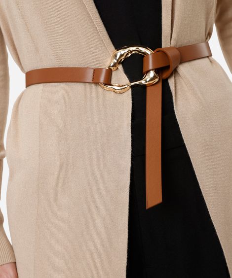 cinto de amarração com fivela orgânica  marrom