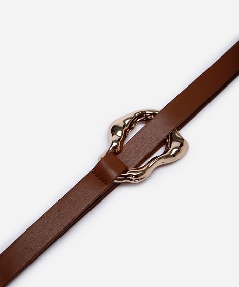 cinto de amarração com fivela orgânica  marrom