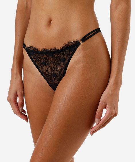 calcinha fio dental feminina com renda preta