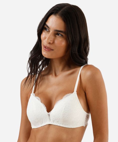 sutiã triângulo com bojo renda off white