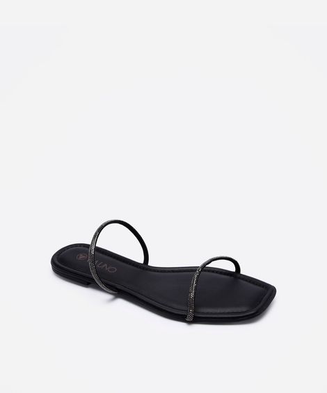 rasteirinha duas tiras com brilho via uno preta