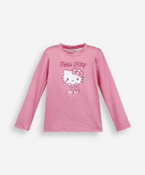 camiseta infantil uv hello kitty rosa