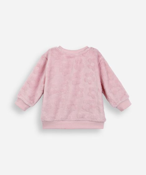 blusão infantil textura flor rosa