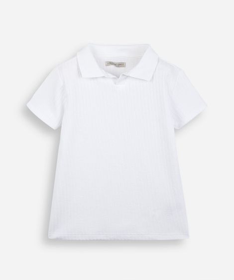 camiseta infantil polo tricot off white