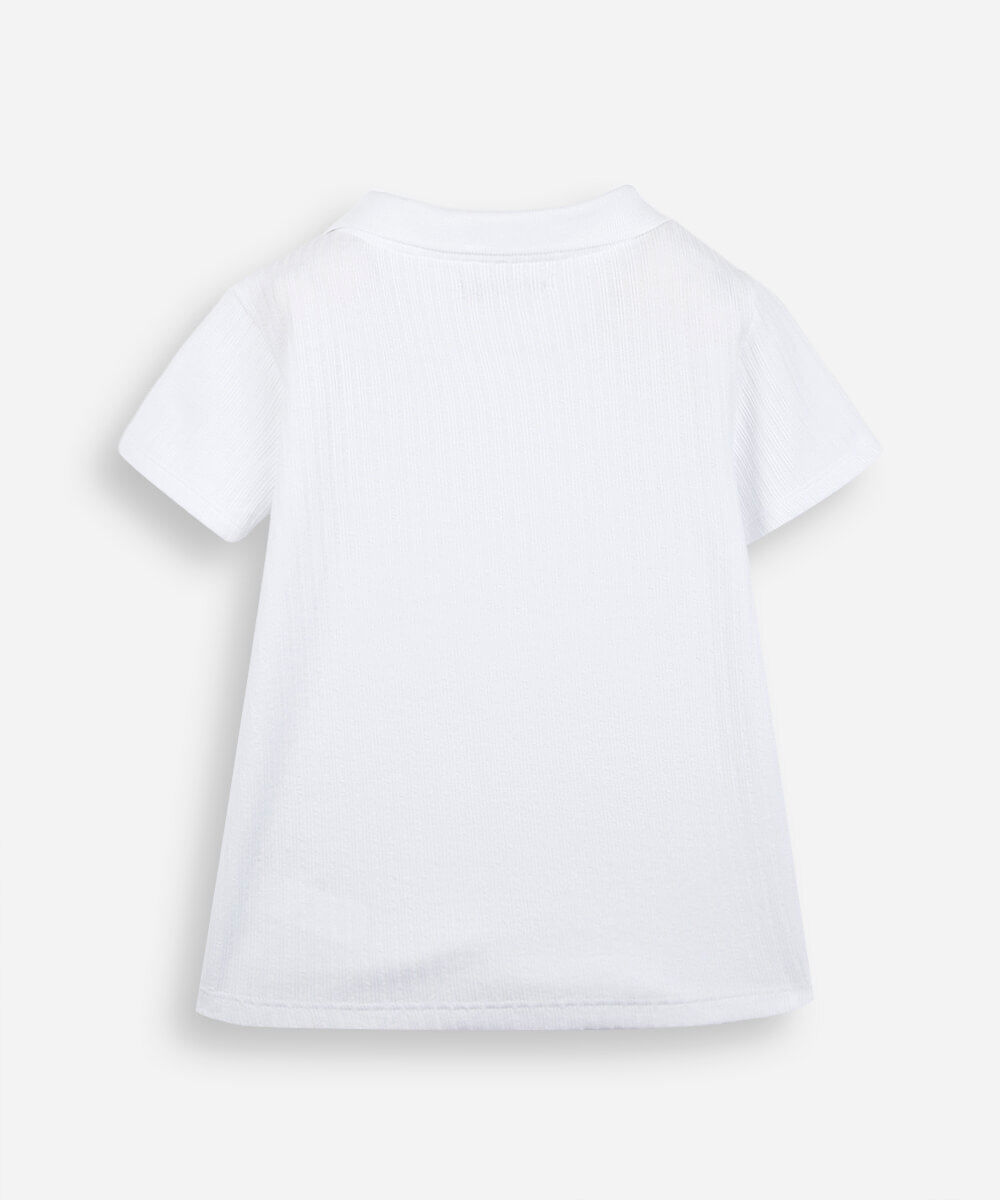 camiseta infantil polo tricot off white