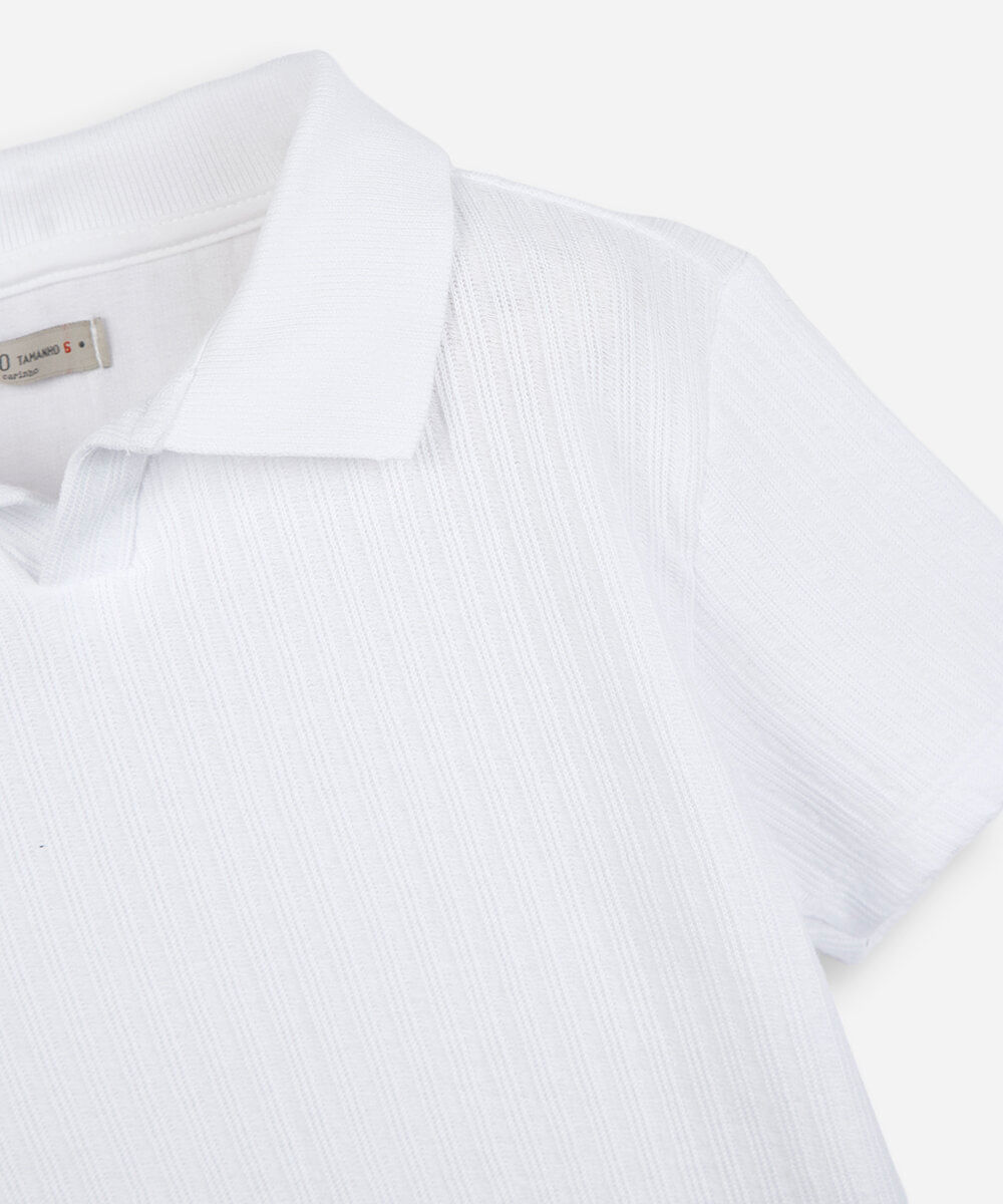 camiseta infantil polo tricot off white