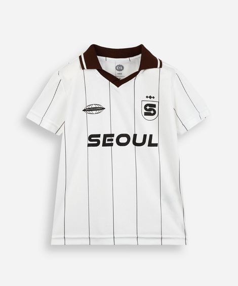 camiseta infantil esportiva listrada off white