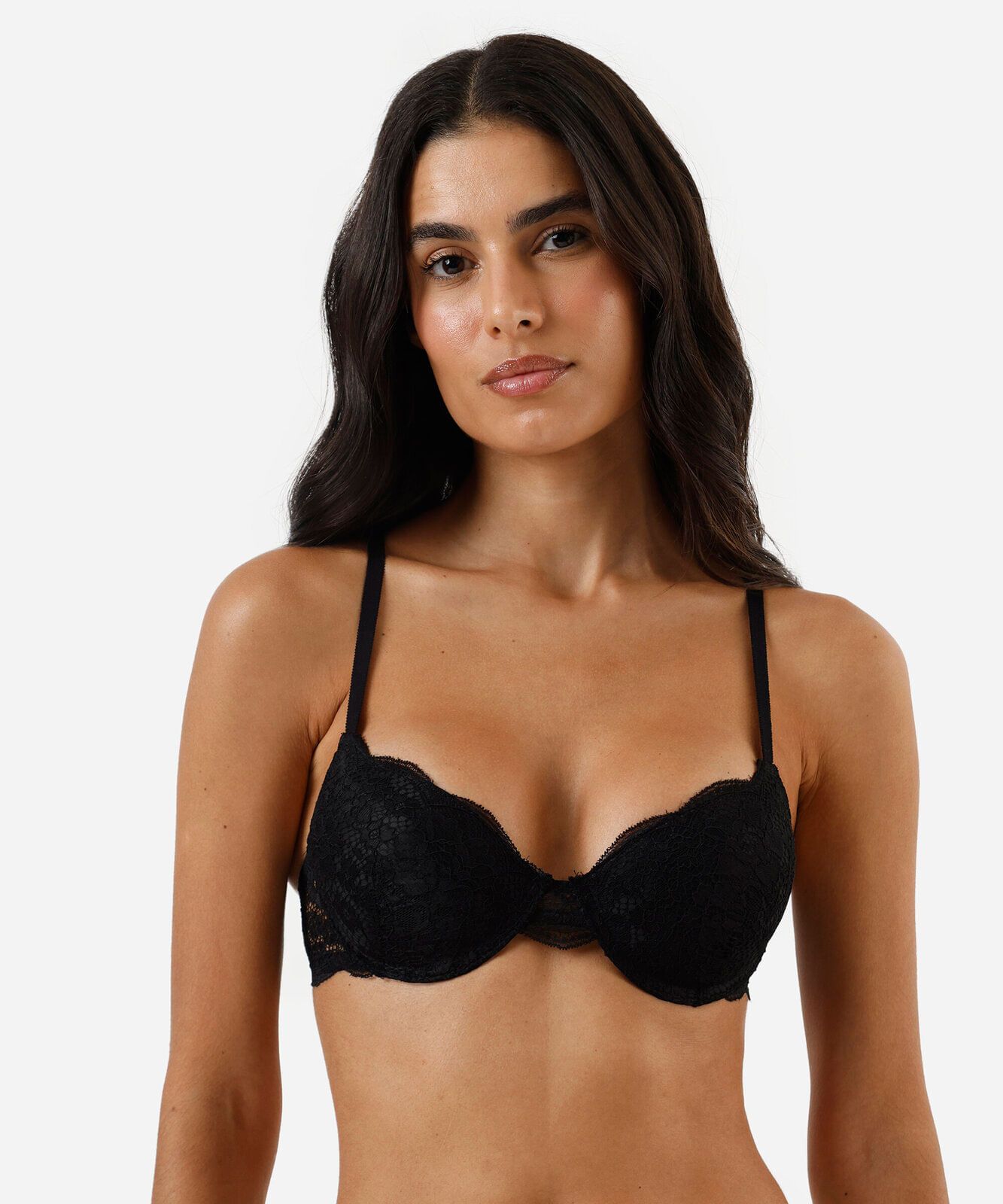 sutiã meia taça feminino de renda floral preto