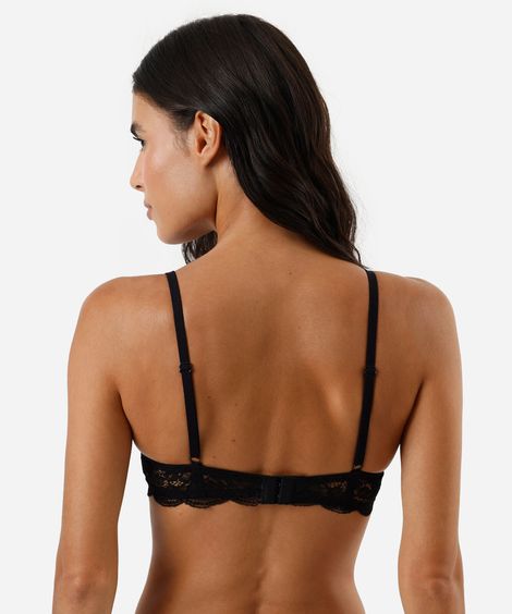 sutiã meia taça feminino de renda floral preto