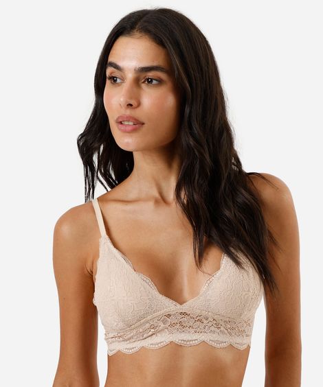 sutiã triângulo feminino de renda bege