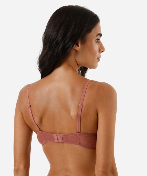 sutiã meia taça com renda floral rosa