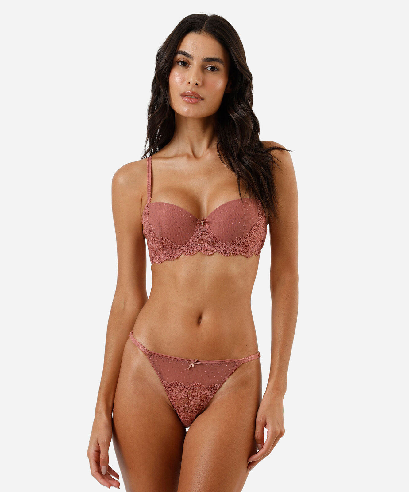 sutiã meia taça com renda floral rosa