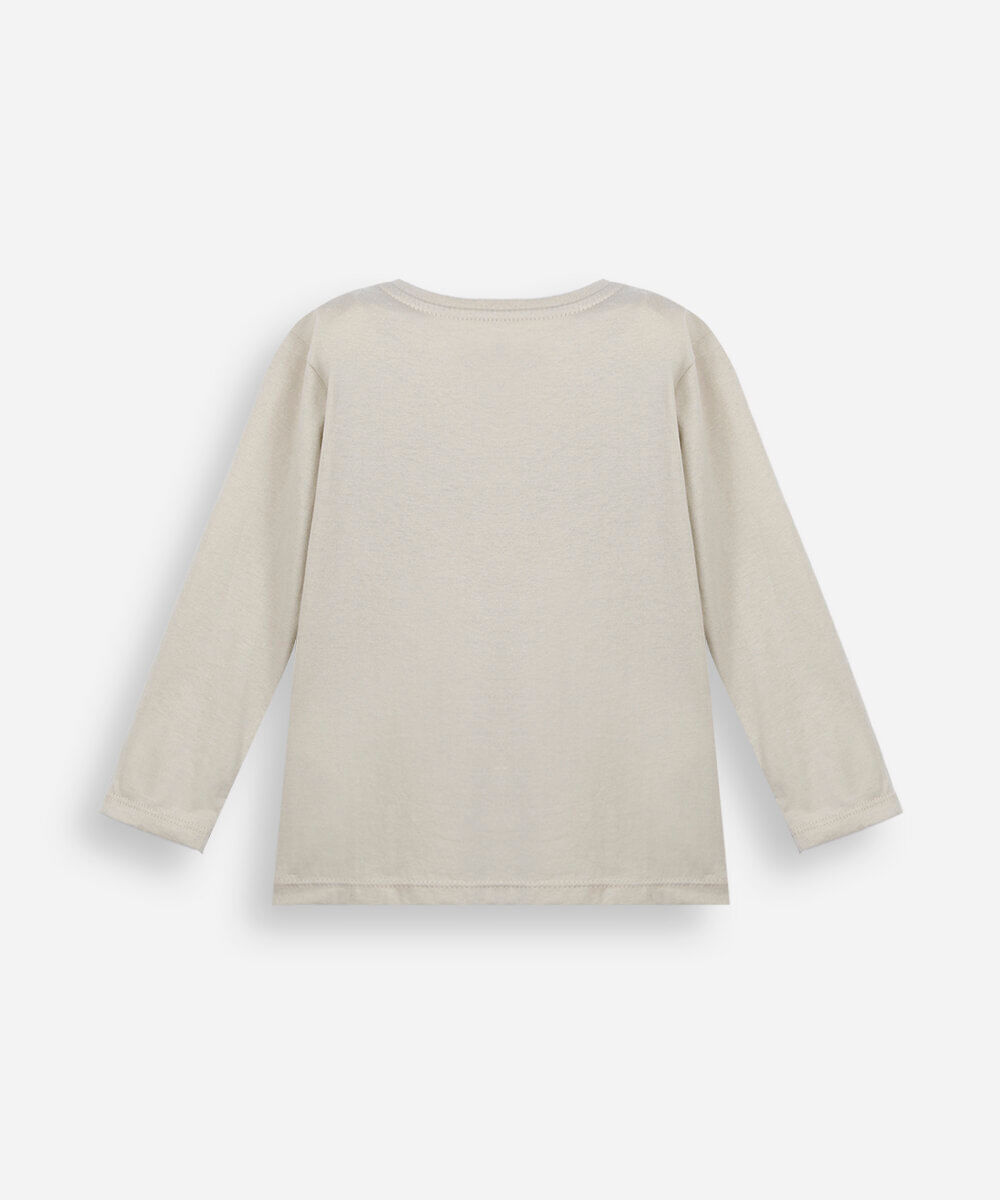 blusa infantil de algodão manga longa mickey bege