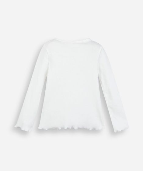 blusa infantil de algodão manga longa arco íris  off white