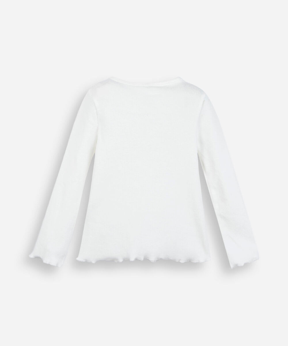 blusa infantil de algodão manga longa arco íris  off white