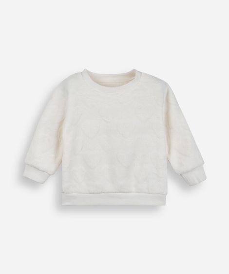 blusão infantil textura coração off white