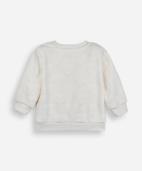 blusão infantil textura coração off white