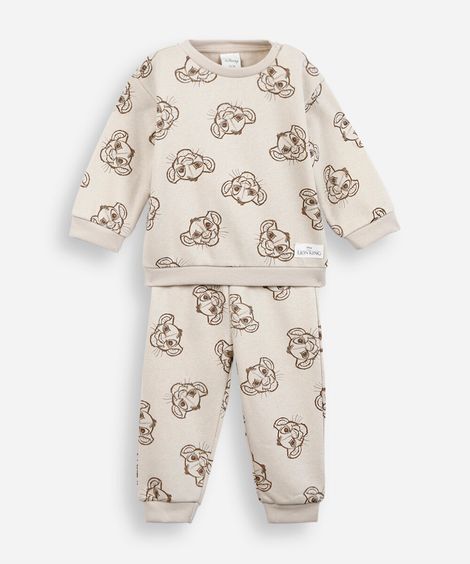 conjunto infantil de moletom rei leão bege