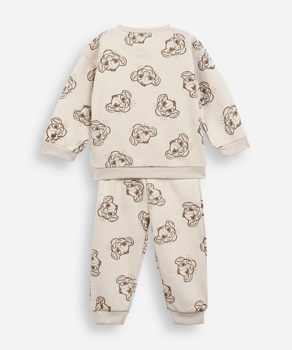 conjunto infantil de moletom rei leão bege