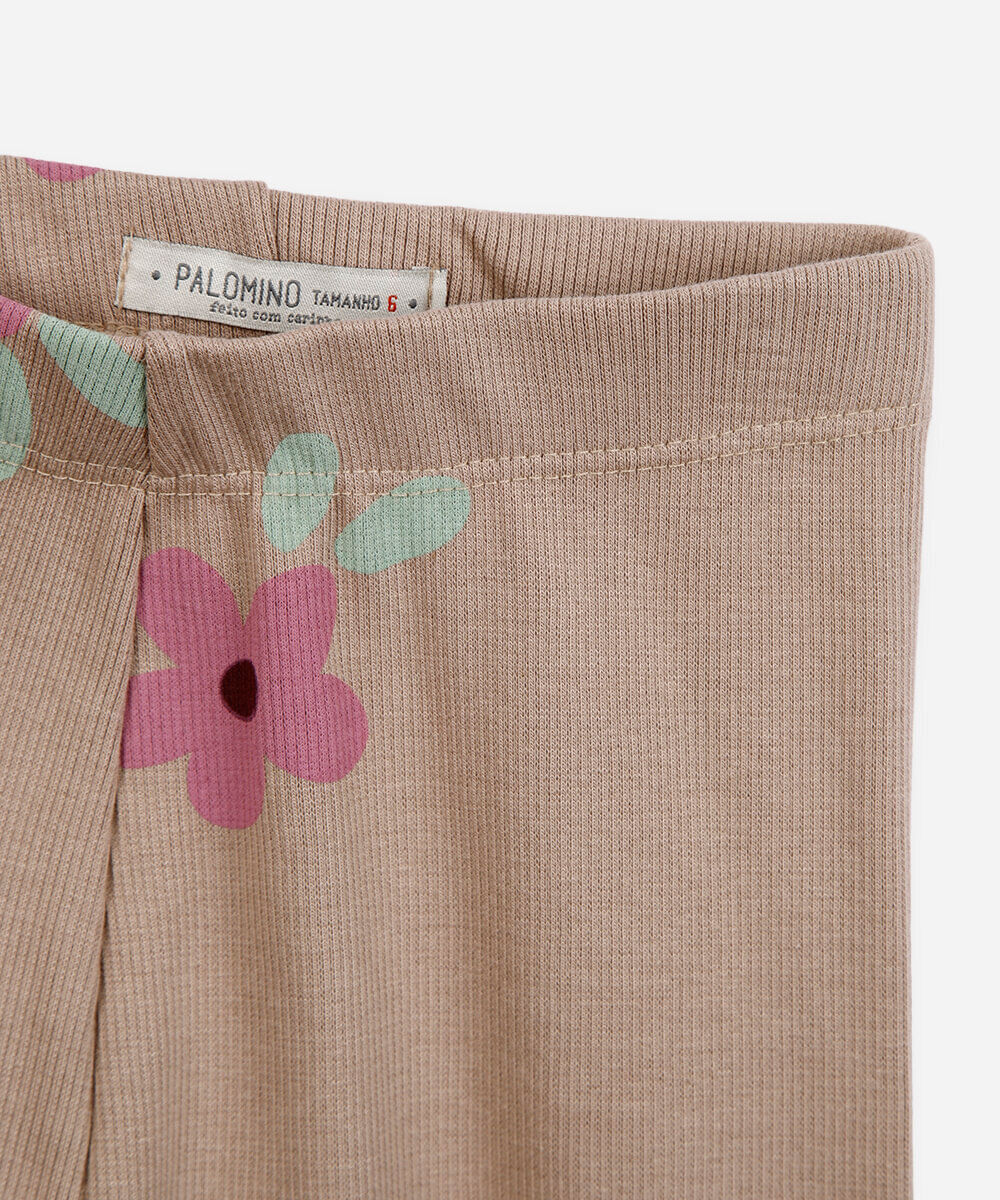 conjunto infantil de moletom floral bege