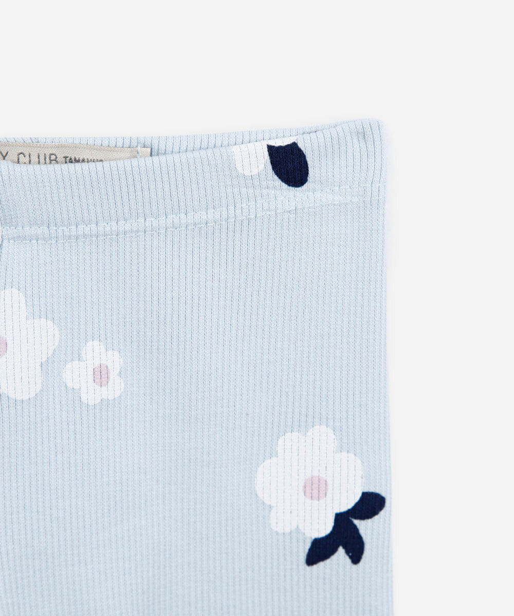 conjunto infantil de moletom floral azul