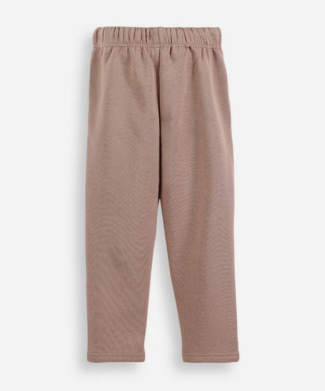 calça infantil recortes em moletom bege