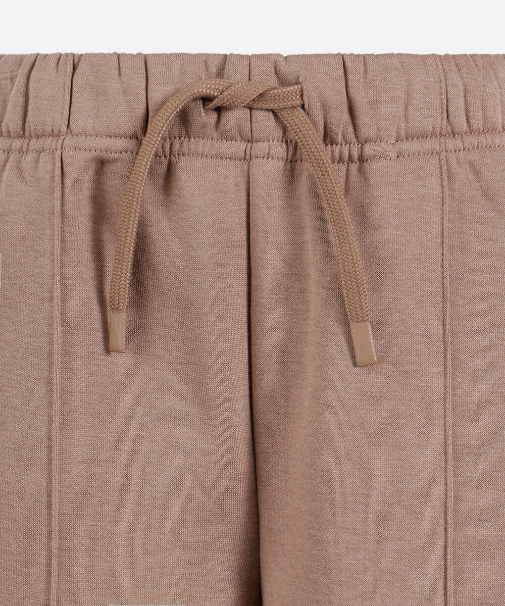 calça infantil recortes em moletom bege